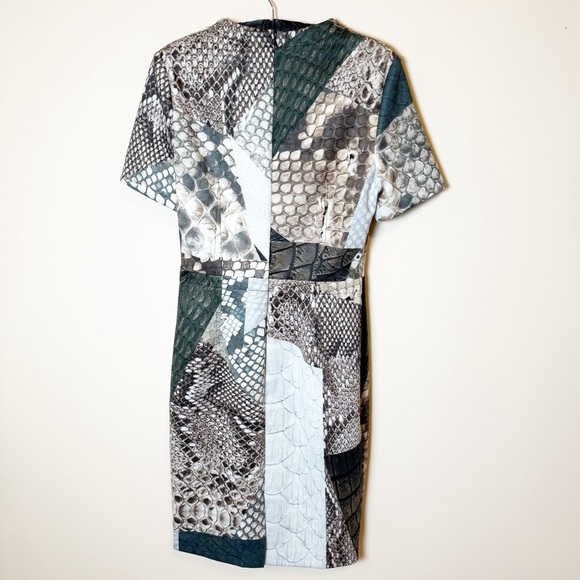 Yigal Azrouel Snakeskin Print Scuba Sheath Dress Sz 10 Green Gray Brown. - Picture 5 of 8